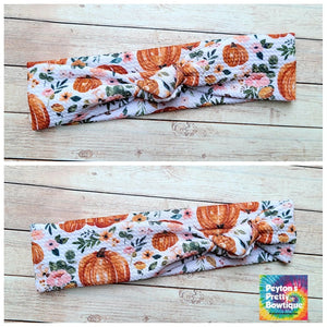 Floral Pumpkins Mama Skinny Knot Headband