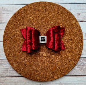 Santa Belt Rhinestone Velvet Layered Leatherette Bow