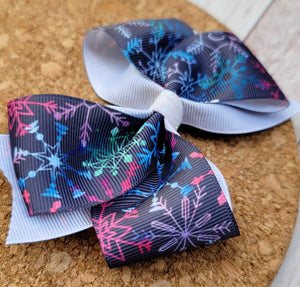 Multi Color Snowflakes Pattern Bow