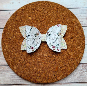 Snow Animals Glitter Layered Leatherette Bow