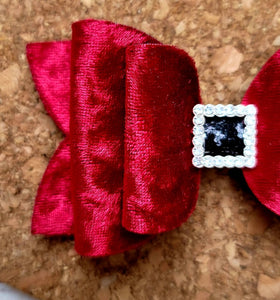 Santa Belt Rhinestone Velvet Layered Leatherette Bow