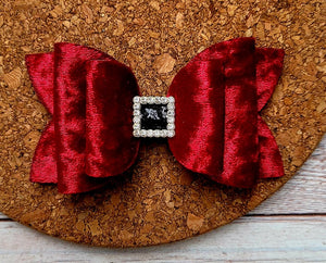 Santa Belt Rhinestone Velvet Layered Leatherette Bow