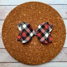 Load image into Gallery viewer, R&amp;B Plaid Glitter Layered Leatherette Bow
