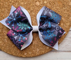Multi Color Snowflakes Pattern Bow