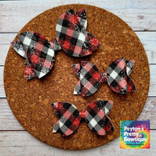 Load image into Gallery viewer, R&amp;B Plaid Glitter Layered Leatherette Bow
