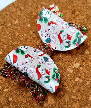 Load image into Gallery viewer, Christmas Kitties Glitter Layered Leatherette Bow
