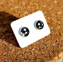 Load image into Gallery viewer, Shooting Stars Glitter Vegan Leather Small Earring Studs

