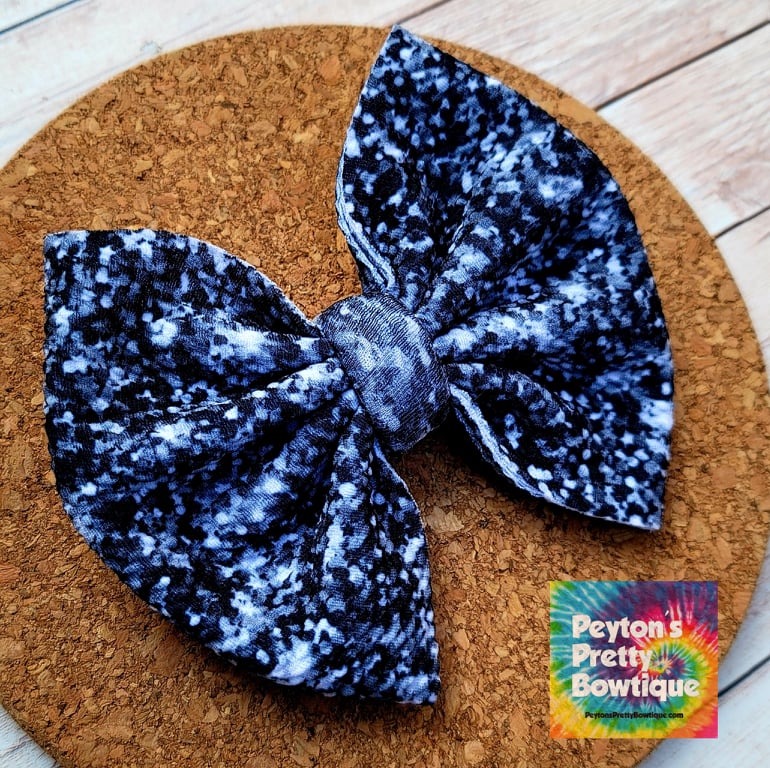 Charcoal Faux Glitter Fabric Bow