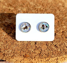 Load image into Gallery viewer, Galaxy Stars Glitter Vegan Leather Small Earring Studs
