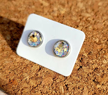 Load image into Gallery viewer, Galaxy Stars Glitter Vegan Leather Small Earring Studs
