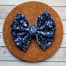 Load image into Gallery viewer, Charcoal Faux Glitter Fabric Bow
