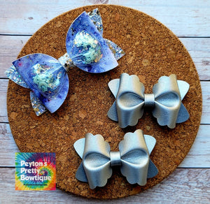 Silver Metallic Butter Layered Leatherette Piggies Bow