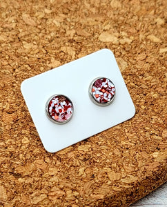Valentine's Glitter Vegan Leather Small Earring Studs