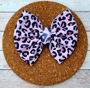 Pink Cheetah Fabric Bow
