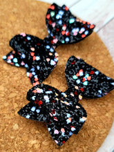 Load image into Gallery viewer, For The Love Of Hearts Glitter Layered Leatherette Piggies Bow
