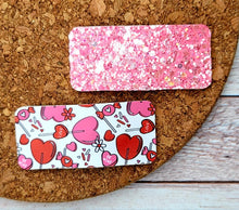 Load image into Gallery viewer, Heart Lollipop Glitter Rectangle Snap Clip Set
