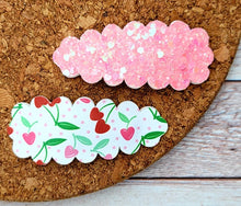 Load image into Gallery viewer, Cherry Hearts Glitter Scallop Snap Clip Set
