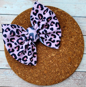 Pink Cheetah Fabric Bow