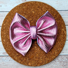 Load image into Gallery viewer, Metallic Pink Bullet Fabric Bow
