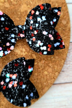 Load image into Gallery viewer, For The Love Of Hearts Glitter Layered Leatherette Piggies Bow
