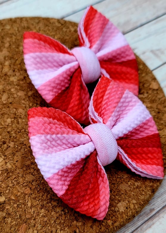 V-Day Stripes Piggies Fabric Bows