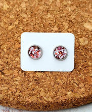 Load image into Gallery viewer, Valentine&#39;s Glitter Vegan Leather Small Earring Studs
