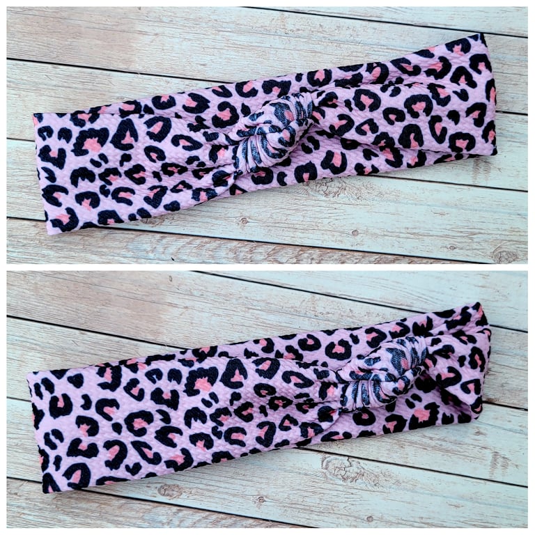 Pink Cheetah Skinny Knot Headband