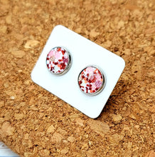 Load image into Gallery viewer, Valentine&#39;s Glitter Vegan Leather Medium Earring Studs

