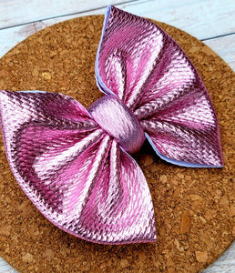 Metallic Pink Bullet Fabric Bow