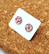 Load image into Gallery viewer, Valentine&#39;s Glitter Vegan Leather Small Earring Studs
