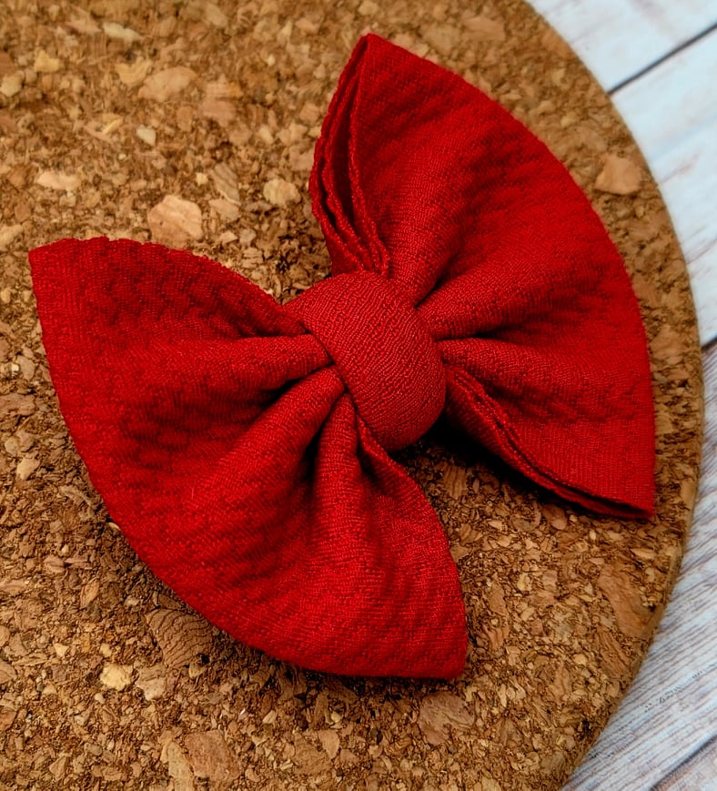 Red Baby Solid Fabric Bow