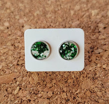 Load image into Gallery viewer, Clovers Glitter Vegan Leather Medium Earring Studs
