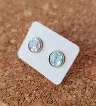 Load image into Gallery viewer, Blue Whimsical Glitter Vegan Leather Small Earring Studs
