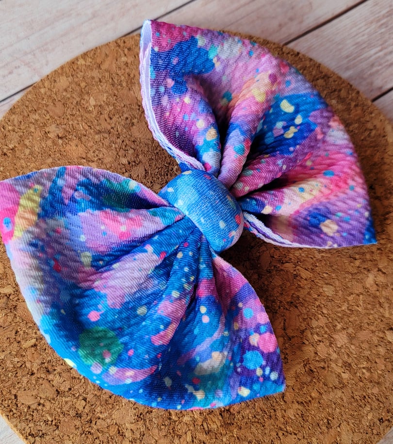 Watercolor Splatter Fabric Bow