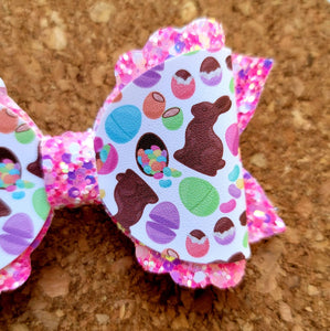 Easter Candy Glitter Layered Coco Leatherette Bow