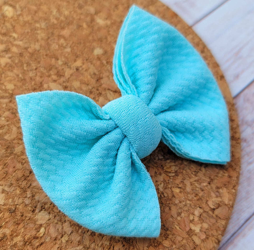 Light Turquoise Baby Solid Fabric Bow