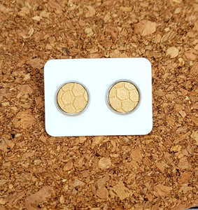 Honeycomb Shimmer Vegan Leather Medium Earring Studs