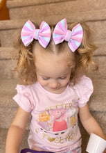 Load image into Gallery viewer, Pastel Stripes Fabric Piggie Bows
