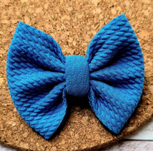 Load image into Gallery viewer, Bright Blue BABY Size Solid Fabric Bow
