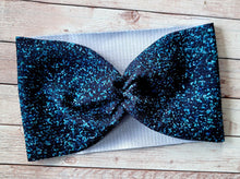 Load image into Gallery viewer, Teal/Black Faux Glitter Mama Wide Headband
