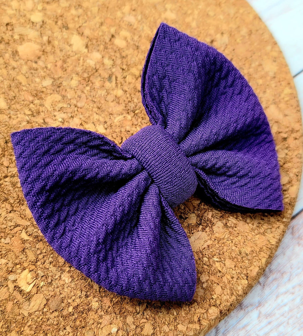 Purple BABY Size Solid Fabric Bow