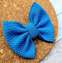 Load image into Gallery viewer, Bright Blue BABY Size Solid Fabric Bow
