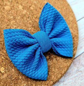 Bright Blue BABY Size Solid Fabric Bow