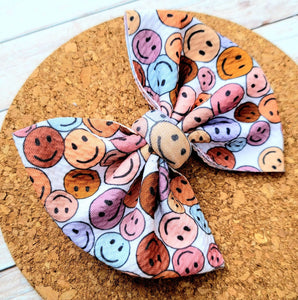 Smiley Faces Fabric Bow