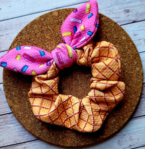 Sprinkles Ice Cream Cone Bow Scrunchie