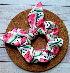 Watermelon Slices Bow Scrunchie