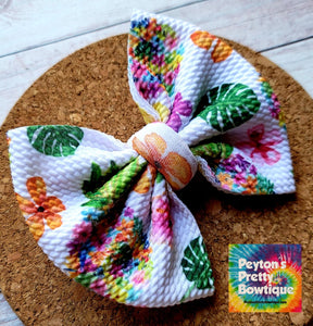 Pineapple Flowers Fabric Bow
