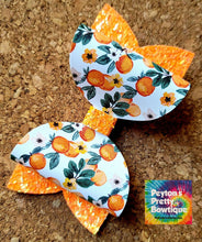 Load image into Gallery viewer, Oranges Glitter Layered Leatherette Bow
