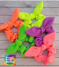 Load image into Gallery viewer, Neon Coral Bow Scrunchie
