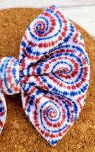 Load image into Gallery viewer, Red, White, And Blue Tie Dye Fabric Bow
